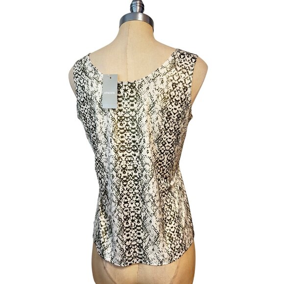 Chicos Travelers Shimmer Snake Print Tank Top Fatique NWT sz 1 Medium - Picture 3 of 5